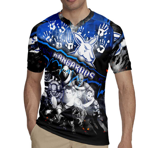 Step Into Horror Domain Kangaroos Football Rugby Jersey Halloween Horror Movie Characters - Aussie Hoodie