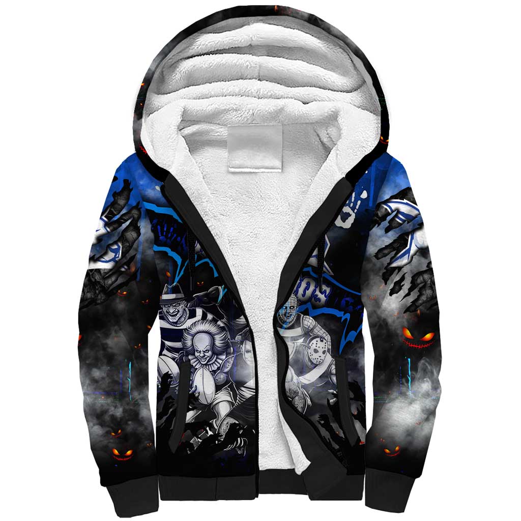 Step Into Horror Domain Kangaroos Football Sherpa Hoodie Halloween Horror Movie Characters - Aussie Hoodie