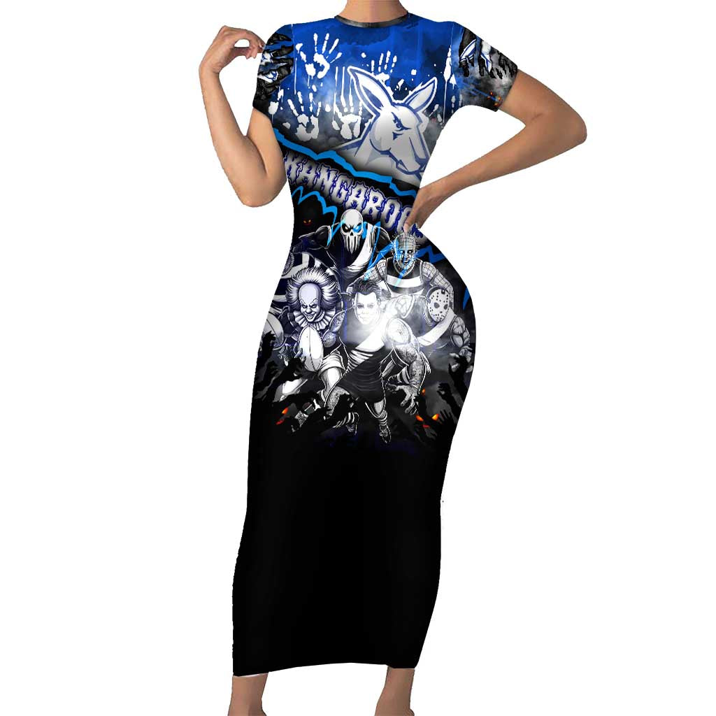 Step Into Horror Domain Kangaroos Football Short Sleeve Bodycon Dress Halloween Horror Movie Characters - Aussie Hoodie