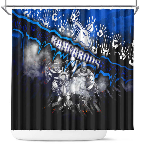 Step Into Horror Domain Kangaroos Football Shower Curtain Halloween Horror Movie Characters - Aussie Hoodie