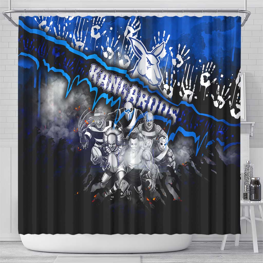 Step Into Horror Domain Kangaroos Football Shower Curtain Halloween Horror Movie Characters - Aussie Hoodie
