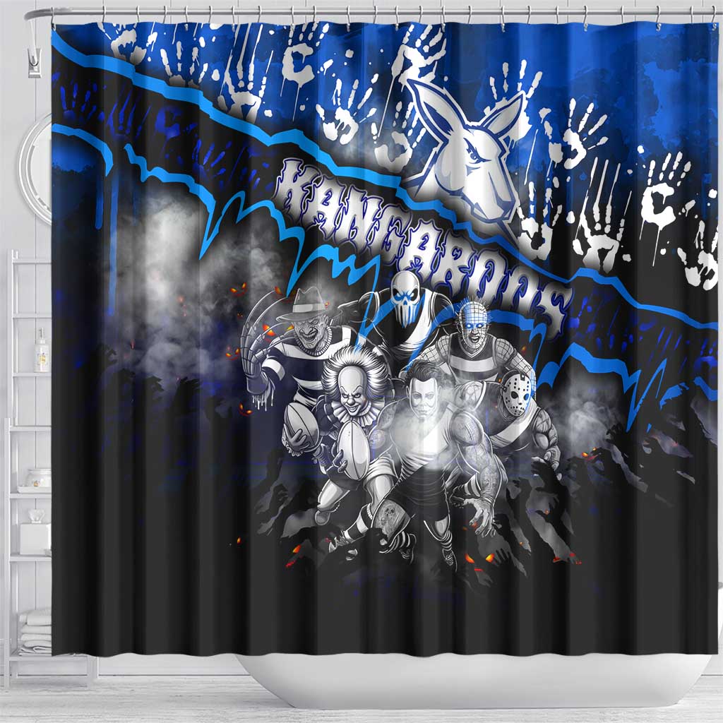 Step Into Horror Domain Kangaroos Football Shower Curtain Halloween Horror Movie Characters - Aussie Hoodie