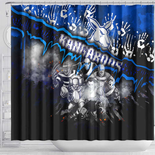 Step Into Horror Domain Kangaroos Football Shower Curtain Halloween Horror Movie Characters - Aussie Hoodie