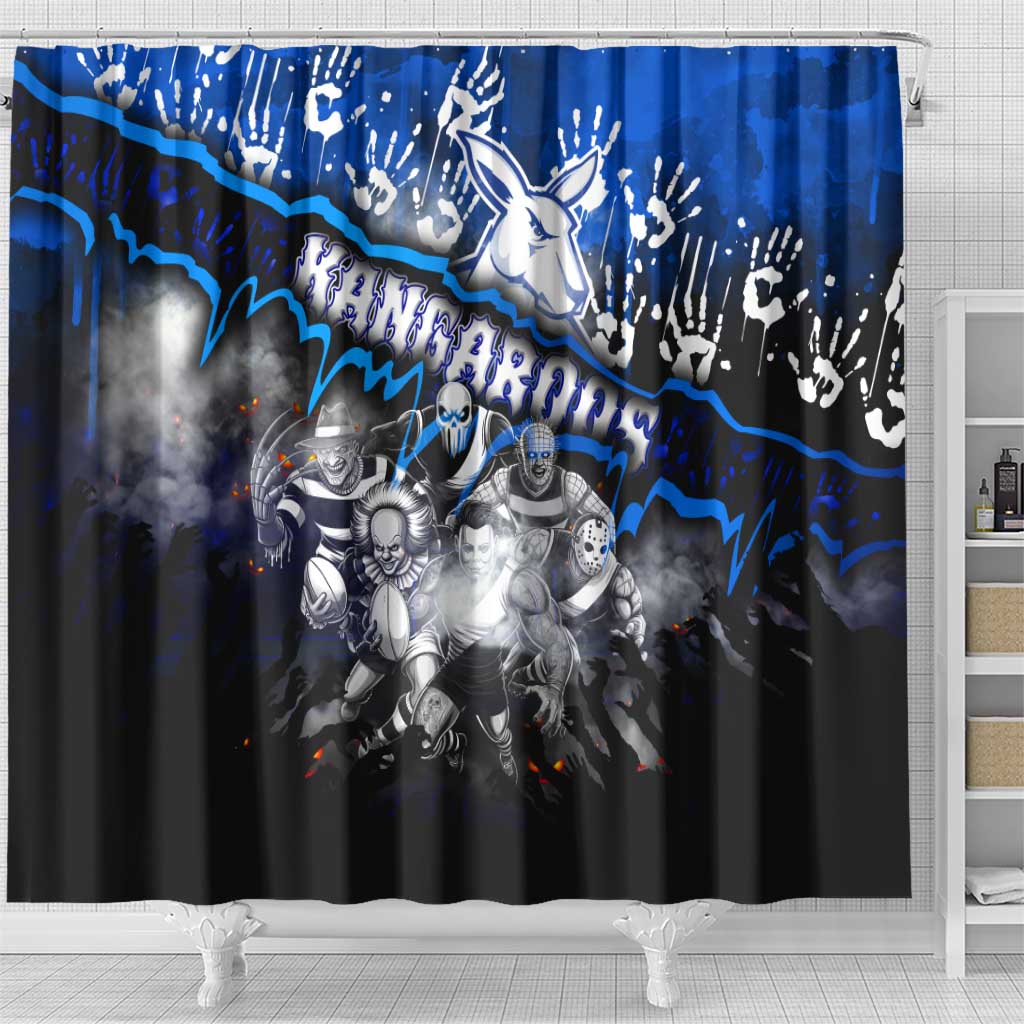 Step Into Horror Domain Kangaroos Football Shower Curtain Halloween Horror Movie Characters - Aussie Hoodie