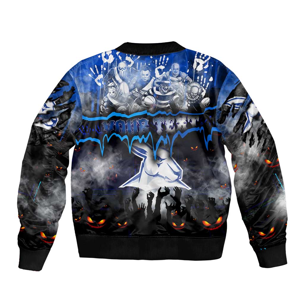 Step Into Horror Domain Kangaroos Football Sleeve Zip Bomber Jacket Halloween Horror Movie Characters - Aussie Hoodie