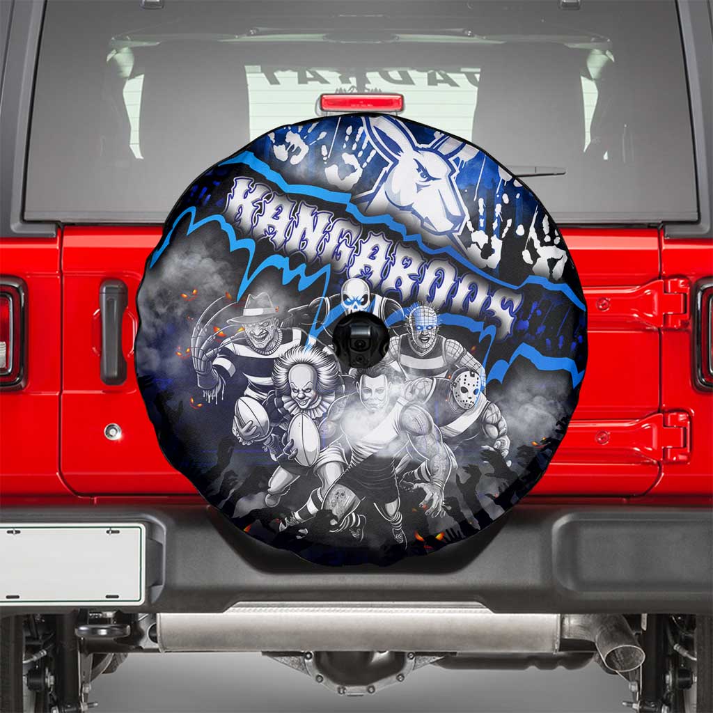 Step Into Horror Domain Kangaroos Football Spare Tire Cover Halloween Horror Movie Characters - Aussie Hoodie