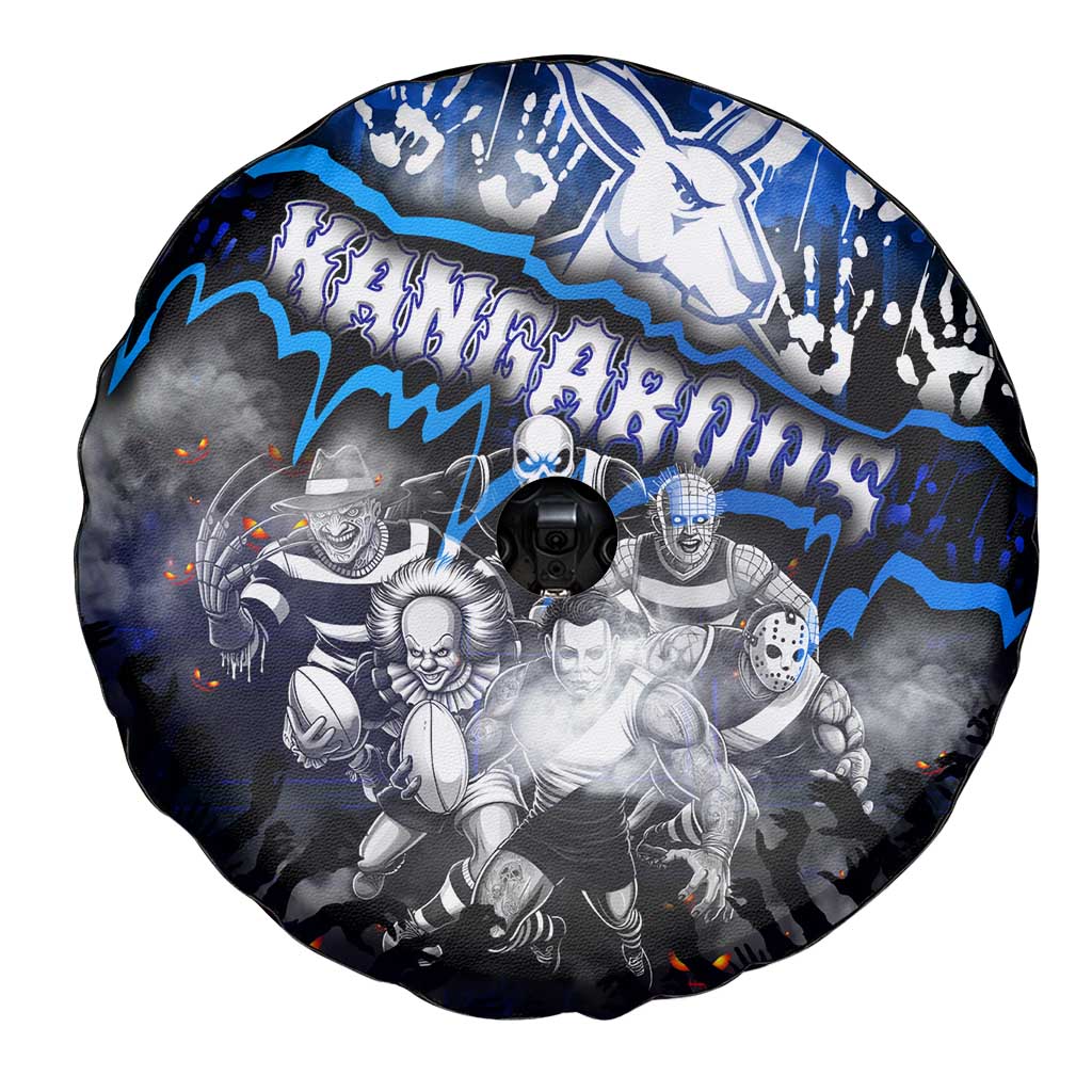 Step Into Horror Domain Kangaroos Football Spare Tire Cover Halloween Horror Movie Characters - Aussie Hoodie