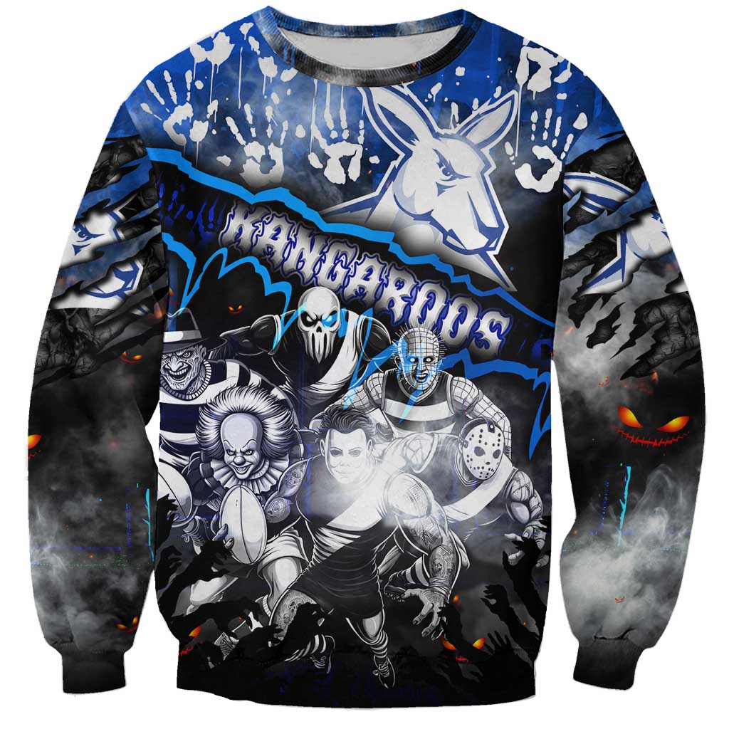 Step Into Horror Domain Kangaroos Football Sweatshirt Halloween Horror Movie Characters - Aussie Hoodie