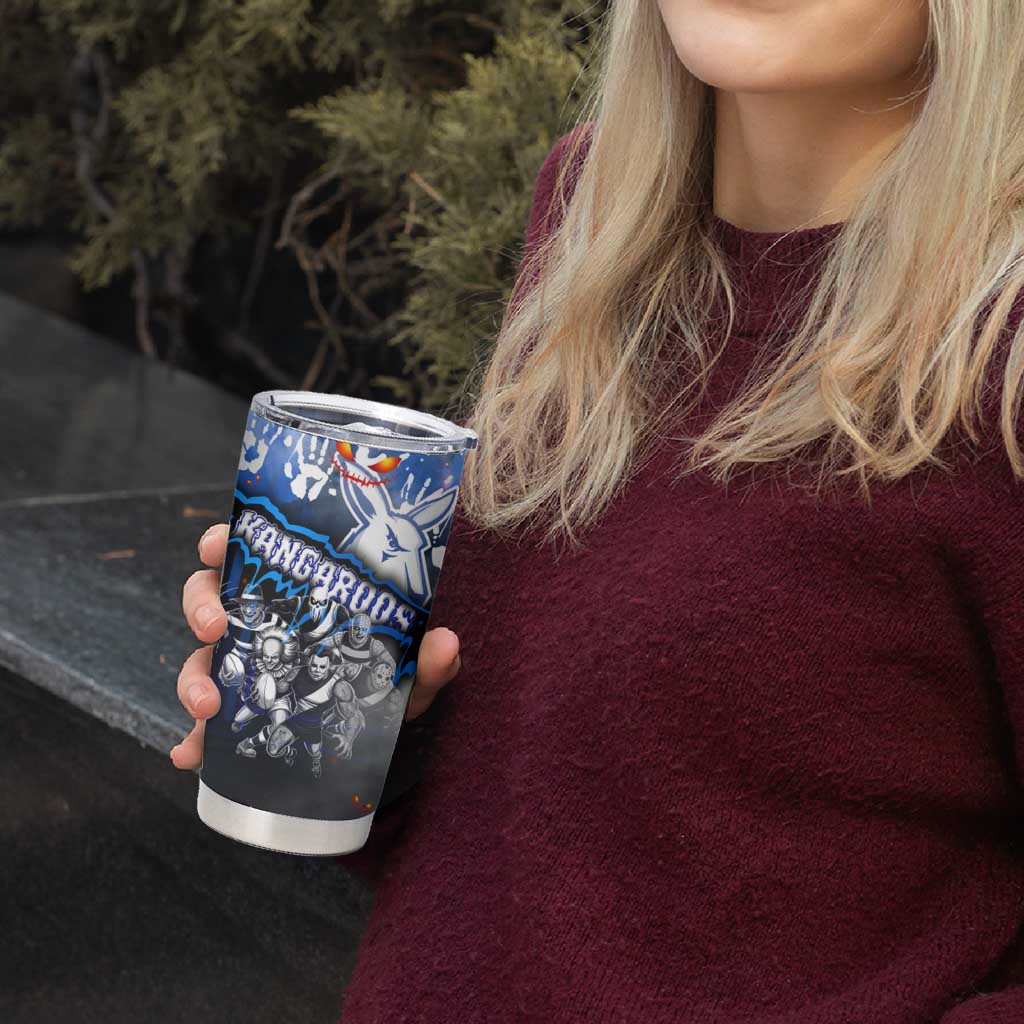 Step Into Horror Domain Kangaroos Football Tumbler Cup Halloween Horror Movie Characters - Aussie Hoodie