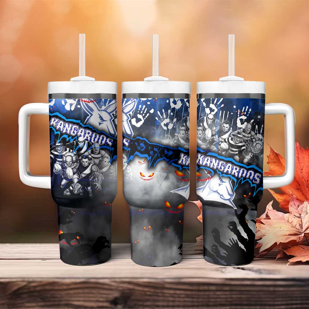 Step Into Horror Domain Kangaroos Football Tumbler With Handle Halloween Horror Movie Characters - Aussie Hoodie