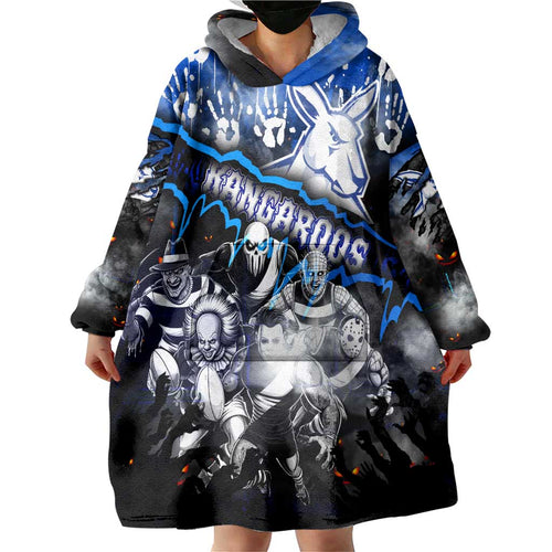 Step Into Horror Domain Kangaroos Football Wearable Blanket Hoodie Halloween Horror Movie Characters - Aussie Hoodie