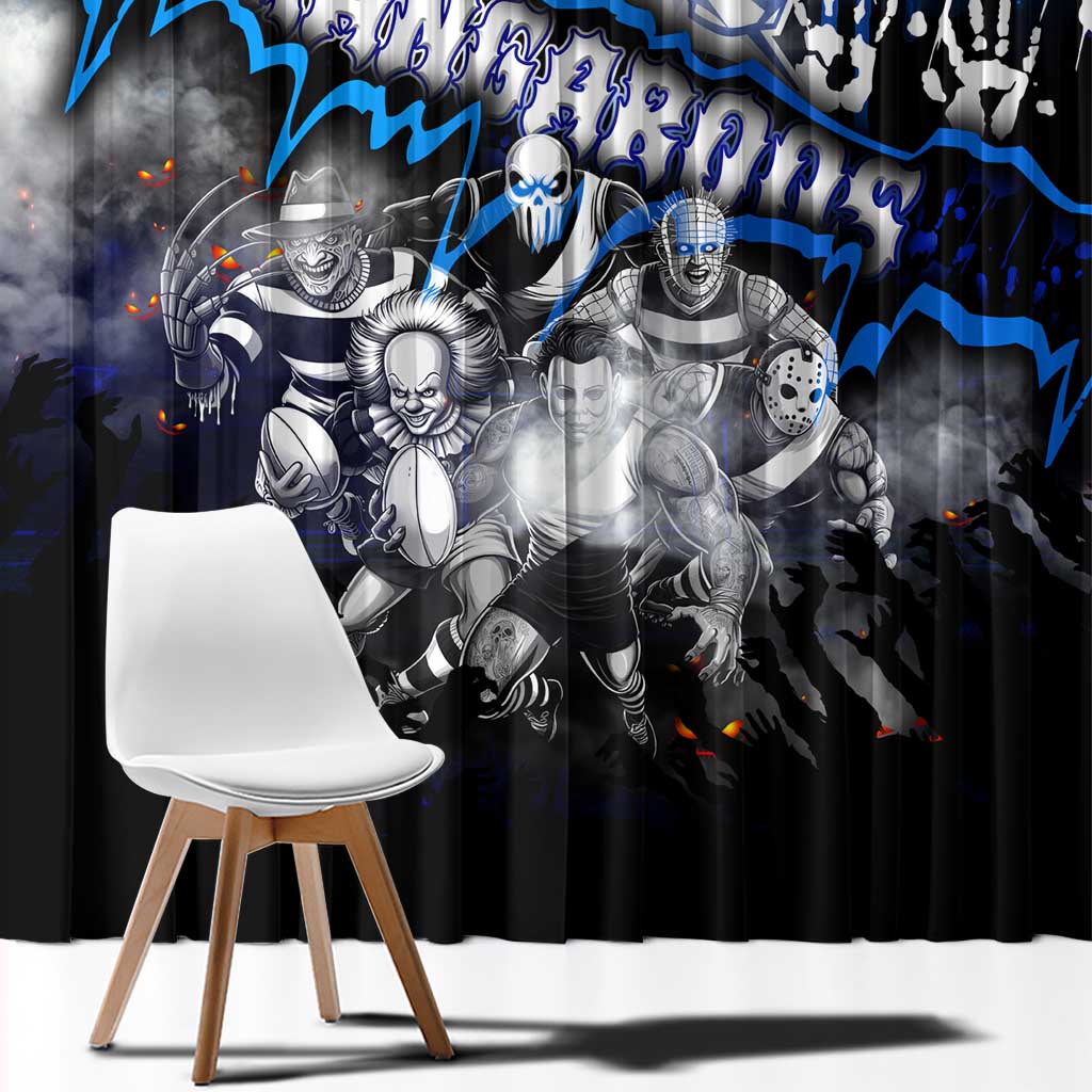 Step Into Horror Domain Kangaroos Football Window Curtain Halloween Horror Movie Characters - Aussie Hoodie