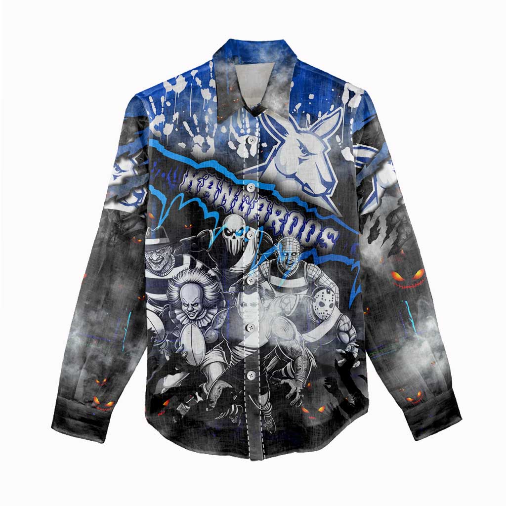 Step Into Horror Domain Kangaroos Football Women Casual Shirt Halloween Horror Movie Characters - Aussie Hoodie
