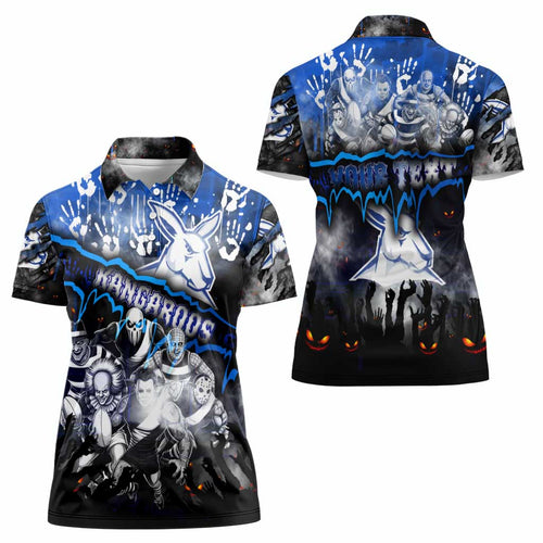 Step Into Horror Domain Kangaroos Football Women Polo Shirt Halloween Horror Movie Characters - Aussie Hoodie