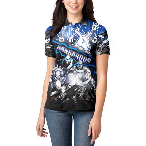 Step Into Horror Domain Kangaroos Football Women Polo Shirt Halloween Horror Movie Characters - Aussie Hoodie