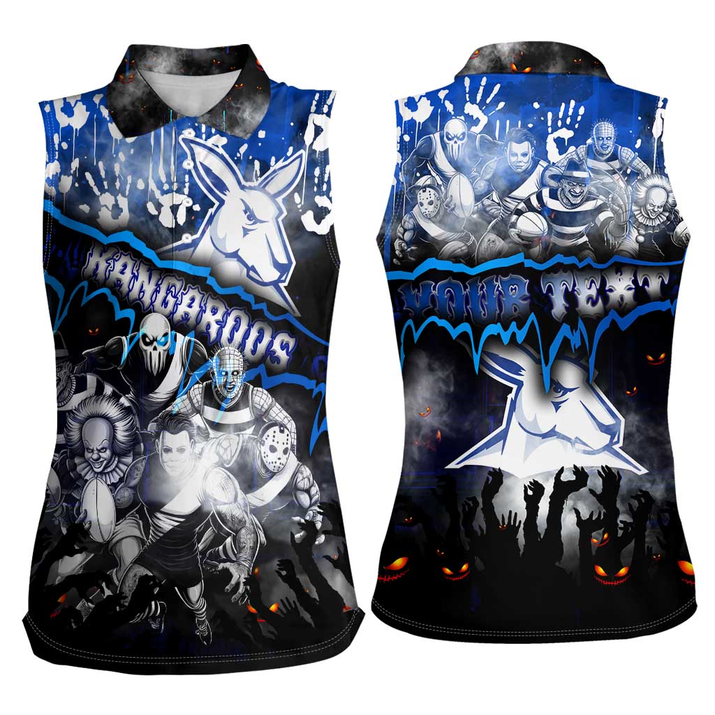 Step Into Horror Domain Kangaroos Football Women Sleeveless Polo Shirt Halloween Horror Movie Characters - Aussie Hoodie