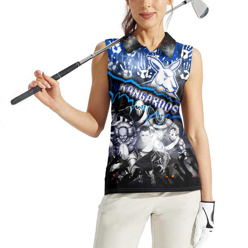 Step Into Horror Domain Kangaroos Football Women Sleeveless Polo Shirt Halloween Horror Movie Characters - Aussie Hoodie