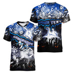 Step Into Horror Domain Kangaroos Football Women V-Neck T-Shirt Halloween Horror Movie Characters - Aussie Hoodie
