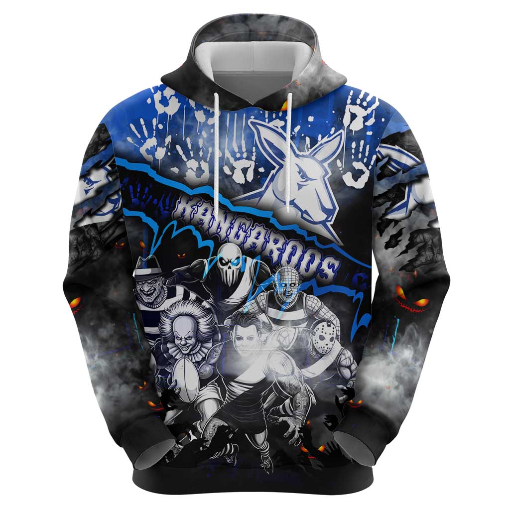 Step Into Horror Domain Kangaroos Football Zip Hoodie Halloween Horror Movie Characters - Aussie Hoodie