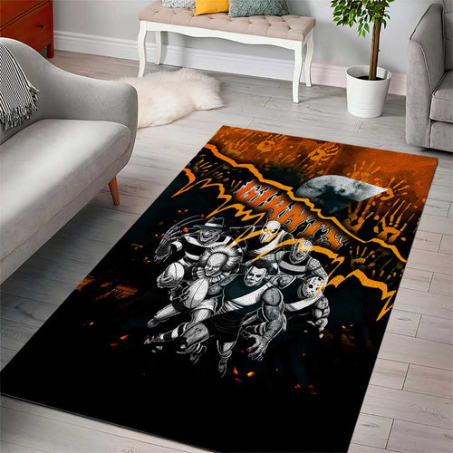 Step Into Horror Domain Giants Football Area Rug Halloween Horror Movie Characters - Aussie Hoodie