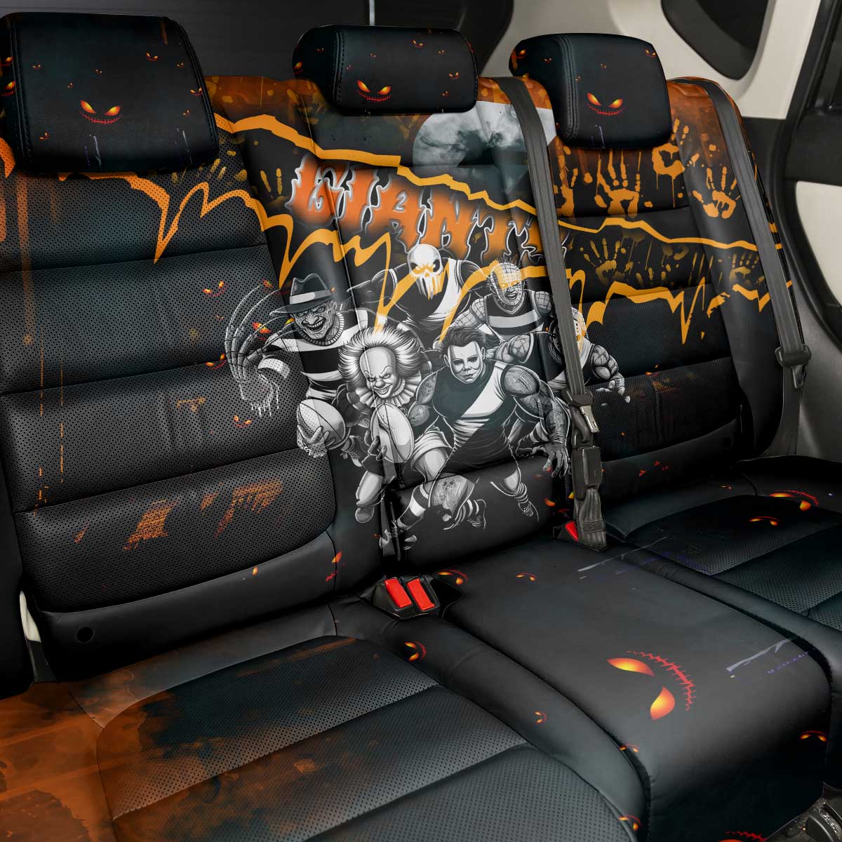 Step Into Horror Domain Giants Football Back Car Seat Cover Halloween Horror Movie Characters - Aussie Hoodie
