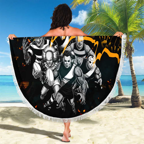 Step Into Horror Domain Giants Football Beach Blanket Halloween Horror Movie Characters - Aussie Hoodie