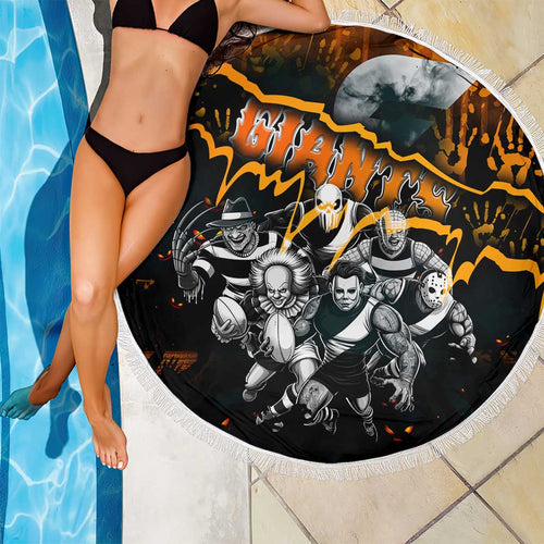 Step Into Horror Domain Giants Football Beach Blanket Halloween Horror Movie Characters - Aussie Hoodie