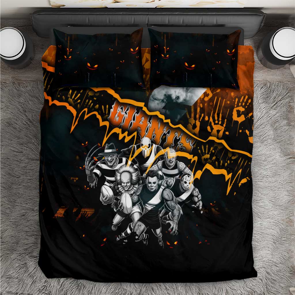 Step Into Horror Domain Giants Football Bedding Set Halloween Horror Movie Characters - Aussie Hoodie
