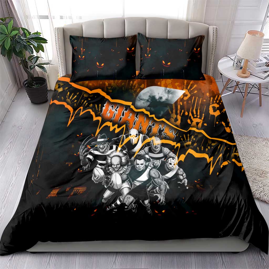 Step Into Horror Domain Giants Football Bedding Set Halloween Horror Movie Characters - Aussie Hoodie