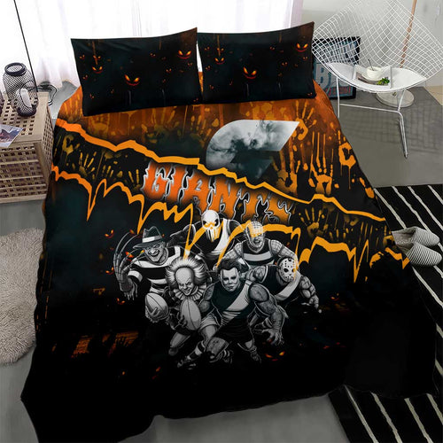 Step Into Horror Domain Giants Football Bedding Set Halloween Horror Movie Characters - Aussie Hoodie