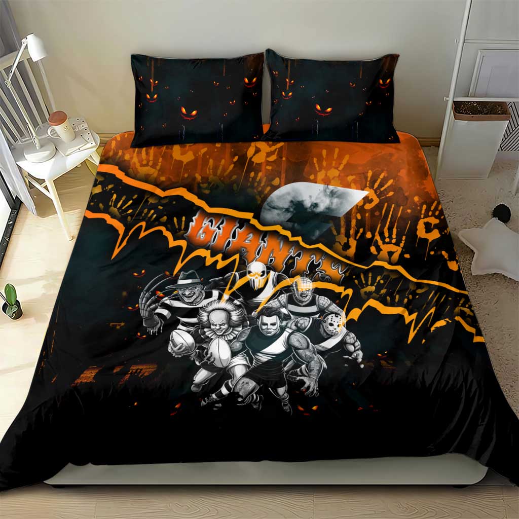 Step Into Horror Domain Giants Football Bedding Set Halloween Horror Movie Characters - Aussie Hoodie