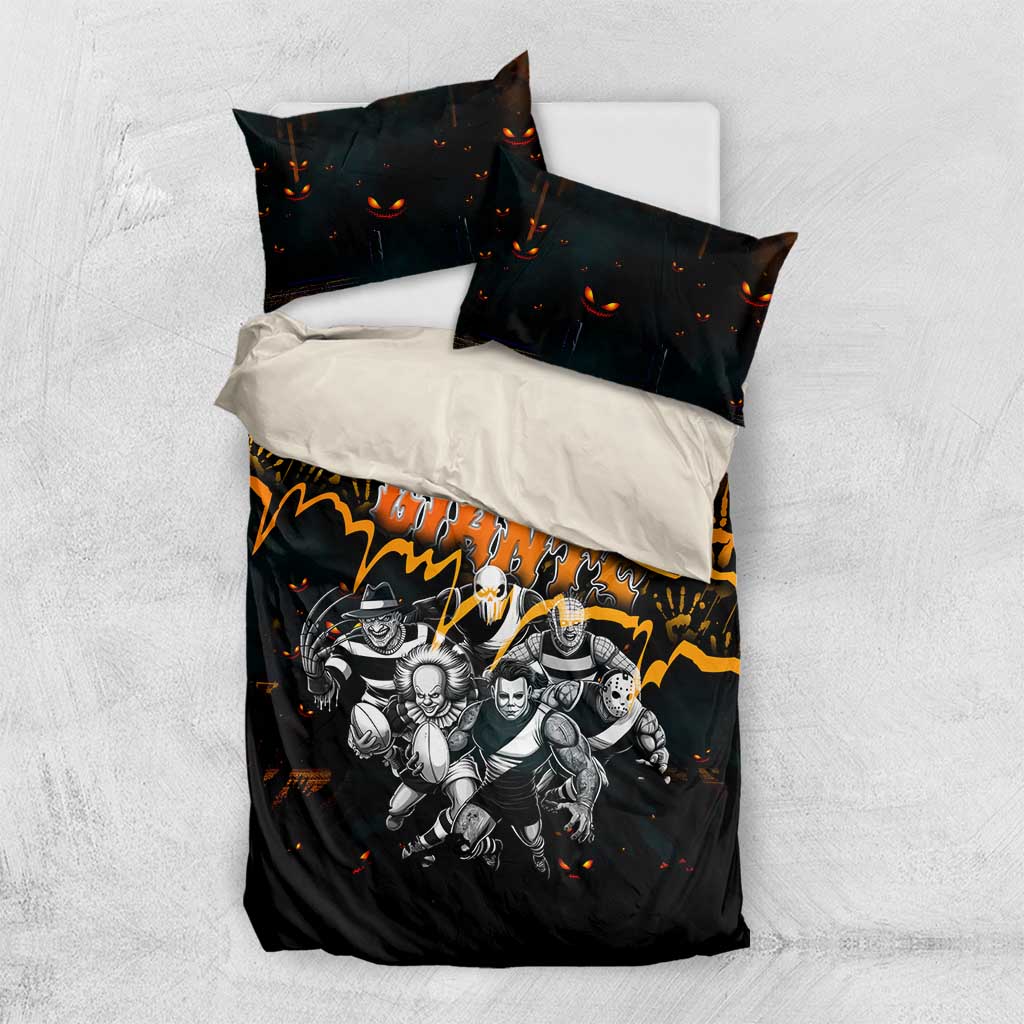 Step Into Horror Domain Giants Football Bedding Set Halloween Horror Movie Characters - Aussie Hoodie