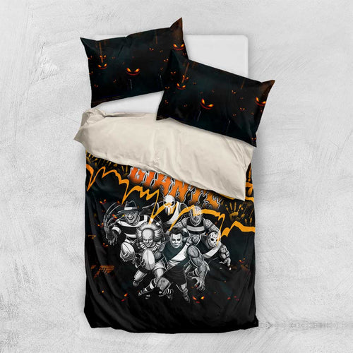 Step Into Horror Domain Giants Football Bedding Set Halloween Horror Movie Characters - Aussie Hoodie