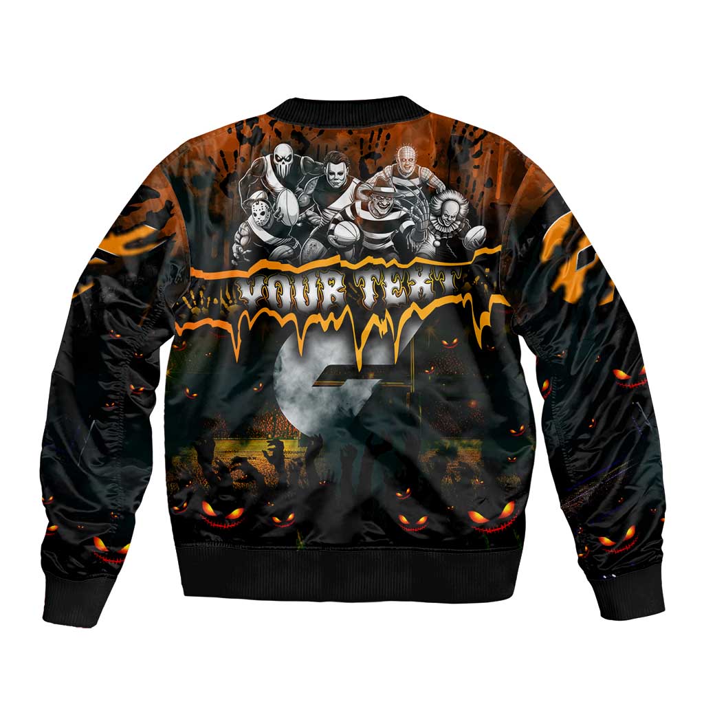 Step Into Horror Domain Giants Football Bomber Jacket Halloween Horror Movie Characters - Aussie Hoodie