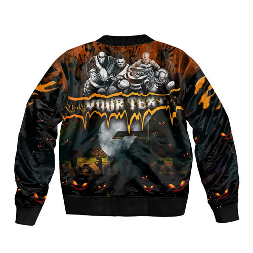 Step Into Horror Domain Giants Football Bomber Jacket Halloween Horror Movie Characters - Aussie Hoodie