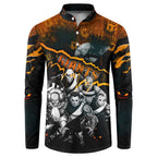 Step Into Horror Domain Giants Football Button Sweatshirt Halloween Horror Movie Characters - Aussie Hoodie