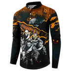 Step Into Horror Domain Giants Football Button Sweatshirt Halloween Horror Movie Characters - Aussie Hoodie