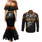 Step Into Horror Domain Giants Football Couples Matching Mermaid Dress and Long Sleeve Button Shirt Halloween Horror Movie Characters - Aussie Hoodie
