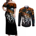 Step Into Horror Domain Giants Football Couples Matching Off Shoulder Maxi Dress and Long Sleeve Button Shirt Halloween Horror Movie Characters - Aussie Hoodie