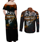 Step Into Horror Domain Giants Football Couples Matching Off Shoulder Maxi Dress and Long Sleeve Button Shirt Halloween Horror Movie Characters - Aussie Hoodie