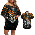 Step Into Horror Domain Giants Football Couples Matching Off Shoulder Short Dress and Hawaiian Shirt Halloween Horror Movie Characters - Aussie Hoodie