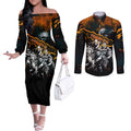 Step Into Horror Domain Giants Football Couples Matching Off The Shoulder Long Sleeve Dress and Long Sleeve Button Shirt Halloween Horror Movie Characters - Aussie Hoodie