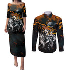 Step Into Horror Domain Giants Football Couples Matching Puletasi and Long Sleeve Button Shirt Halloween Horror Movie Characters - Aussie Hoodie