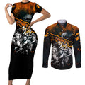 Step Into Horror Domain Giants Football Couples Matching Short Sleeve Bodycon Dress and Long Sleeve Button Shirt Halloween Horror Movie Characters - Aussie Hoodie