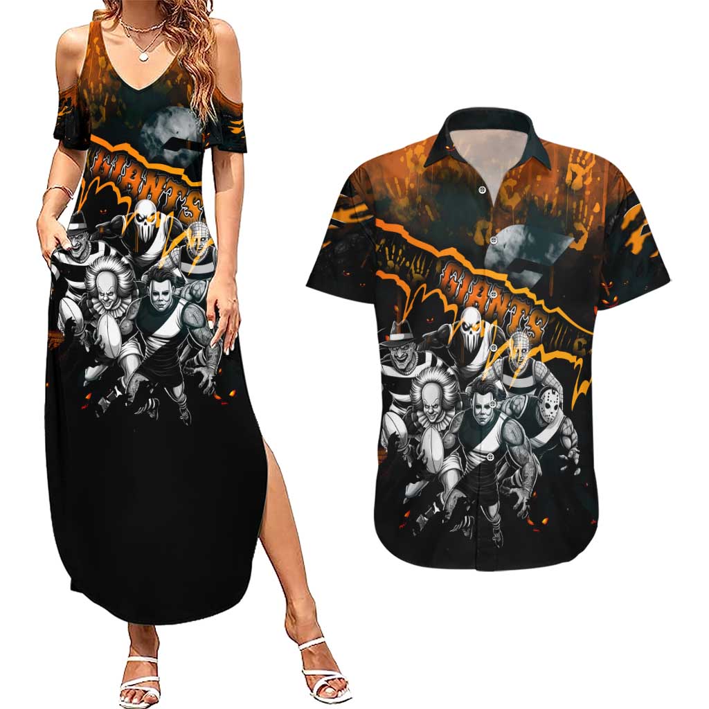 Step Into Horror Domain Giants Football Couples Matching Summer Maxi Dress and Hawaiian Shirt Halloween Horror Movie Characters - Aussie Hoodie