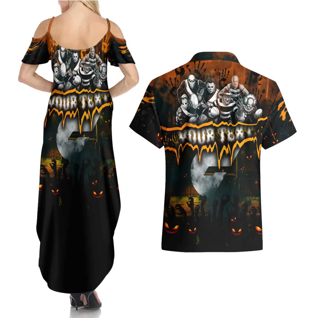 Step Into Horror Domain Giants Football Couples Matching Summer Maxi Dress and Hawaiian Shirt Halloween Horror Movie Characters - Aussie Hoodie