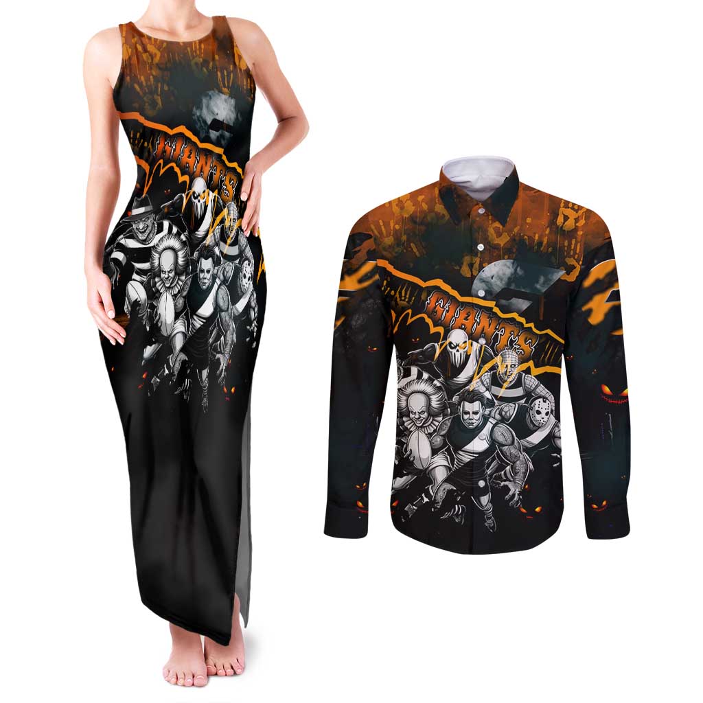 Step Into Horror Domain Giants Football Couples Matching Tank Maxi Dress and Long Sleeve Button Shirt Halloween Horror Movie Characters - Aussie Hoodie
