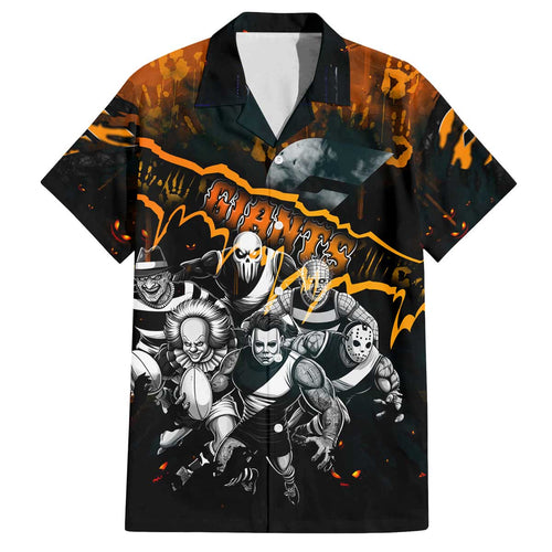 Step Into Horror Domain Giants Football Family Matching Off The Shoulder Long Sleeve Dress and Hawaiian Shirt Halloween Horror Movie Characters - Aussie Hoodie