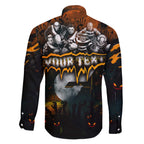 Step Into Horror Domain Giants Football Family Matching Off The Shoulder Long Sleeve Dress and Hawaiian Shirt Halloween Horror Movie Characters - Aussie Hoodie