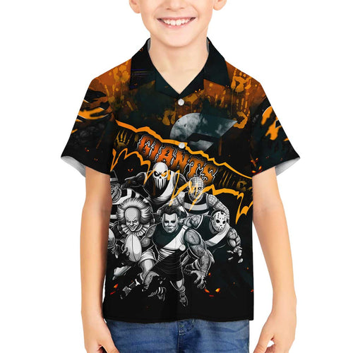 Step Into Horror Domain Giants Football Family Matching Off The Shoulder Long Sleeve Dress and Hawaiian Shirt Halloween Horror Movie Characters - Aussie Hoodie